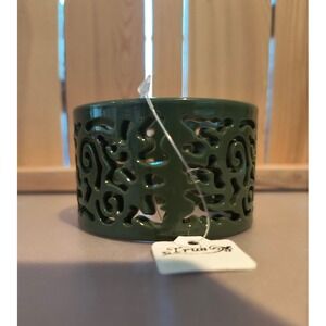 True Dark Green Resin Openwork Cutout Wide Statement Cuff‎ Bracelet